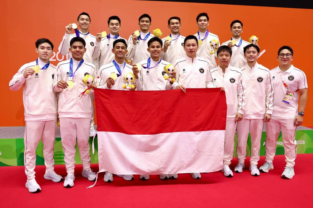 Tim beregu putra Indonesia meraih medali emas dari Asian Games 2026 Aichi-Nagoya (dok.PP PBSI)