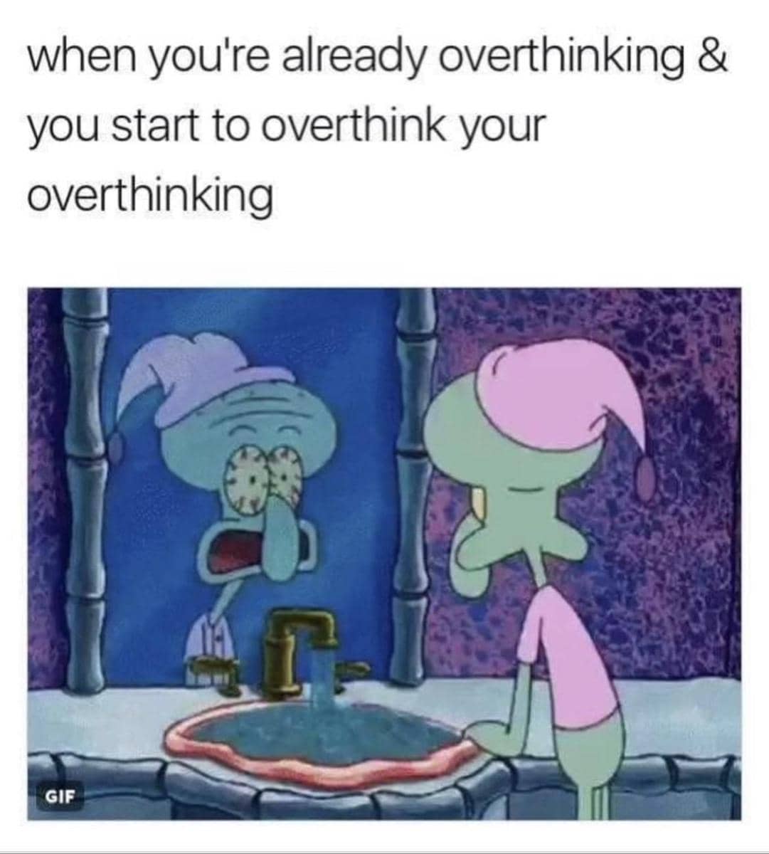meme SpongeBob tentang overthinking
