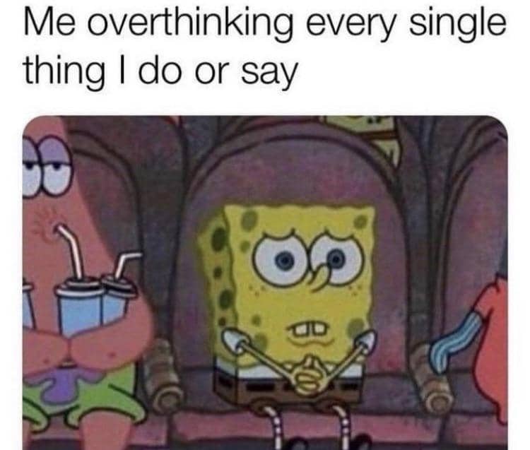 meme SpongeBob tentang overthinking