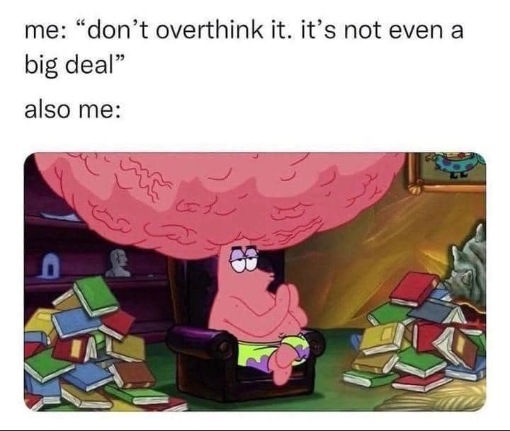 meme SpongeBob tentang overthinking
