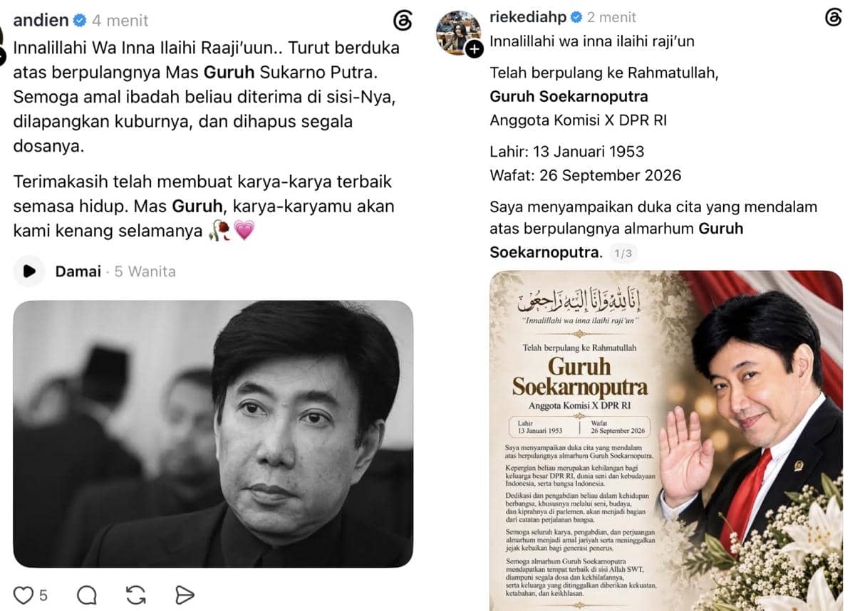 Sederet Artis Sampaikan Dukacita atas Meninggalnya Guruh Soekarnoputra