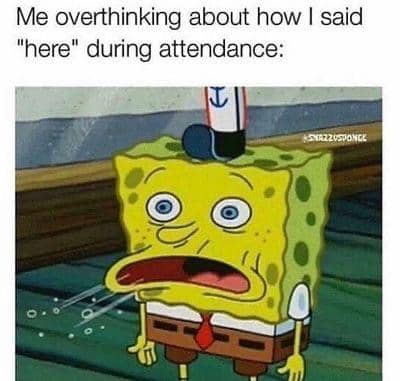 meme SpongeBob tentang overthinking