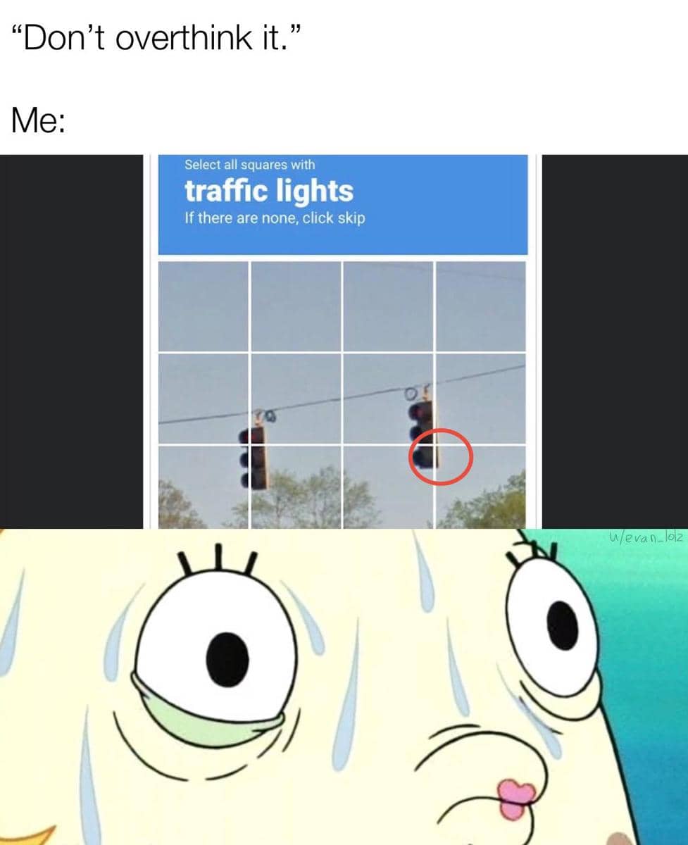 meme SpongeBob tentang overthinking
