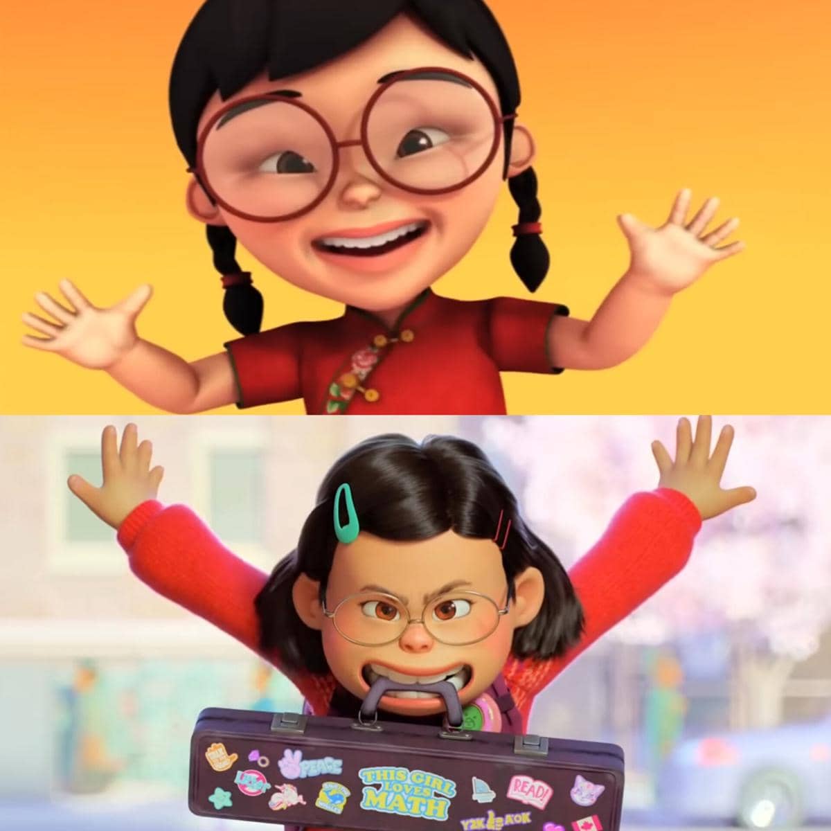 Mei Mei di Upin & Upin dan Mei di Turning Red adalah anak yang sama-sama percaya diri