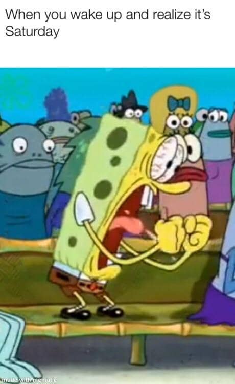 meme SpongeBob tentang Sabtu