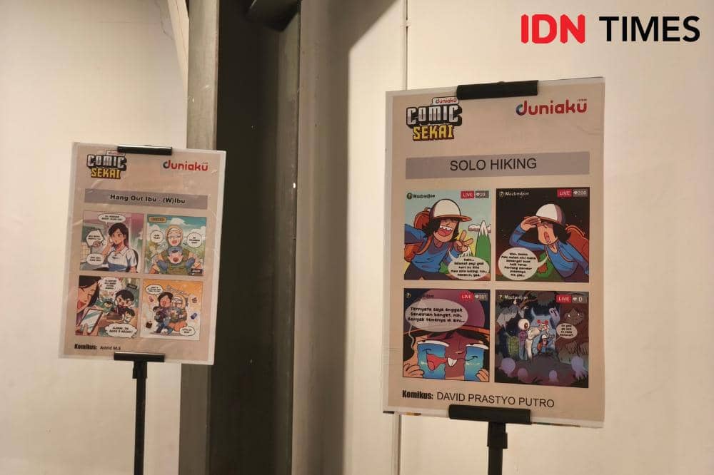 Potret hasil karya peserta lomba Comic Sekai yang dipajang di Pes7a Warga Duniaku.com di M Bloc Space, Jakarta, (IDN Times/Juan Dwi)