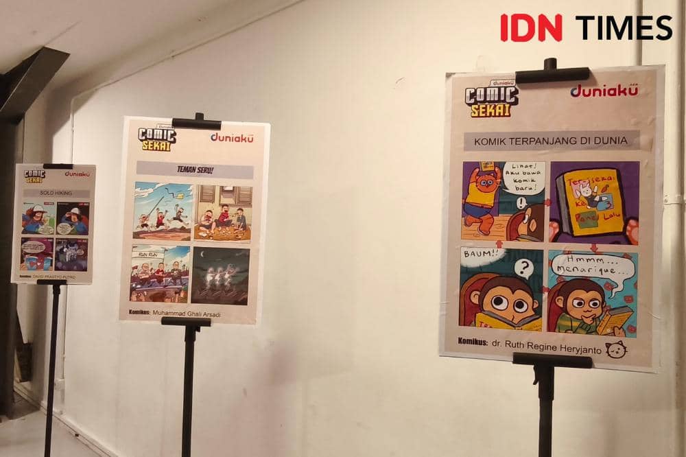 Potret hasil karya peserta lomba Comic Sekai yang dipajang di Pes7a Warga Duniaku.com di M Bloc Space, Jakarta, Minggu (27/9/2026) (IDN Time