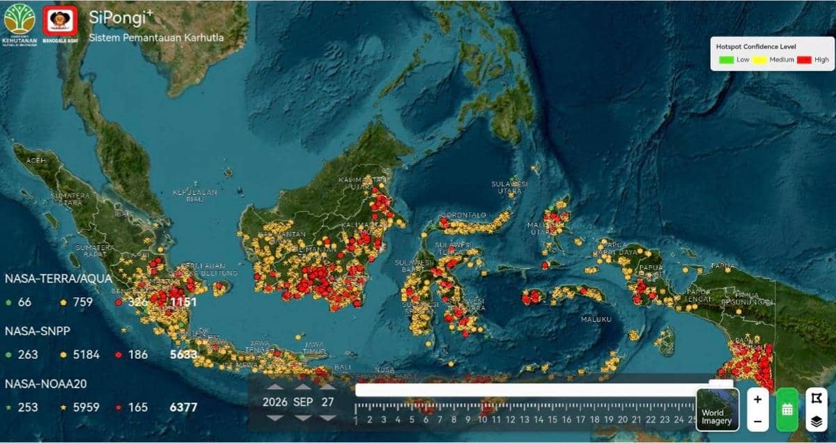 Hotspot Sumsel Capai 1.505 Titik, Udara Palembang dan PALI Berbahaya