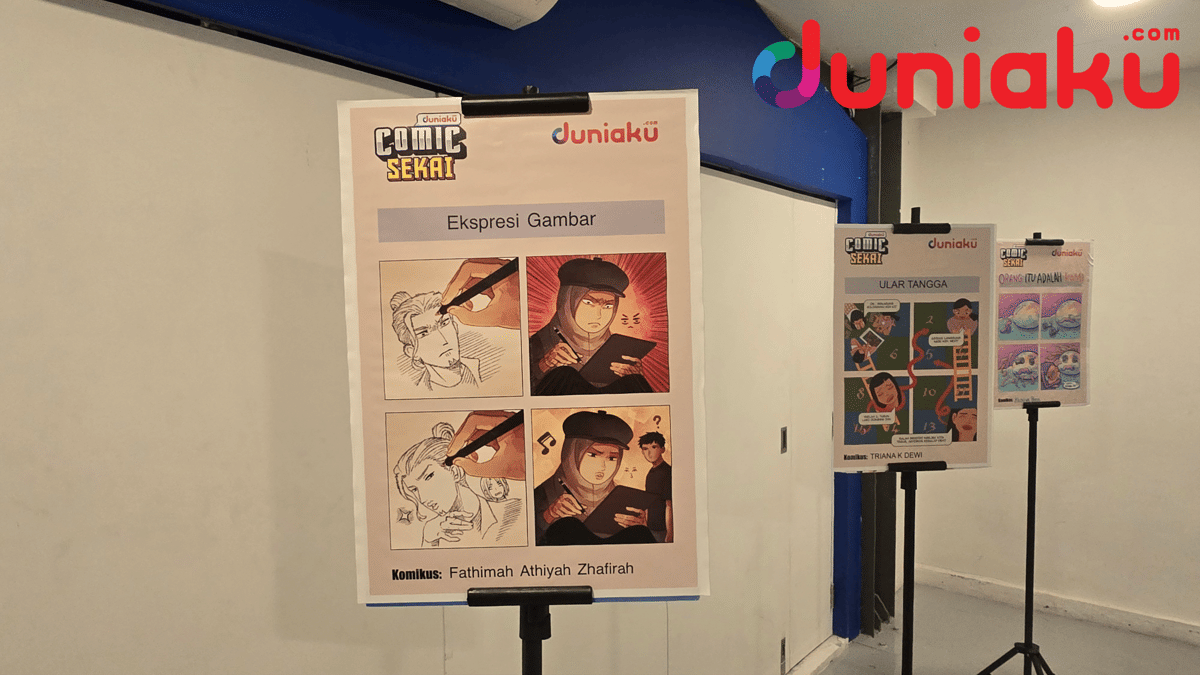 Karya bertajuk “Ekspresi Gambar” oleh Fathimah Athiyah Zhafirah, peraih juara ketiga Comic Sekai.