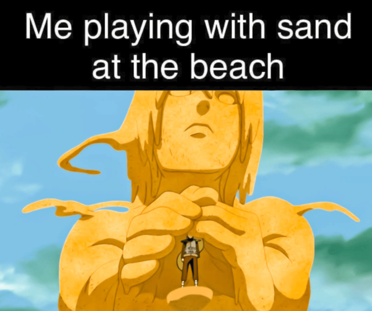 meme Naruto tentang pasir