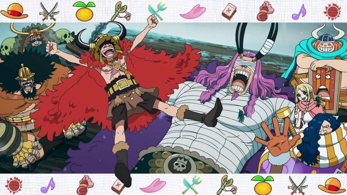 Ilustrasi promosi anime One Piece yang dibagikan melalui akun X @eiichiro_staff, menampilkan karakter serial tersebut.