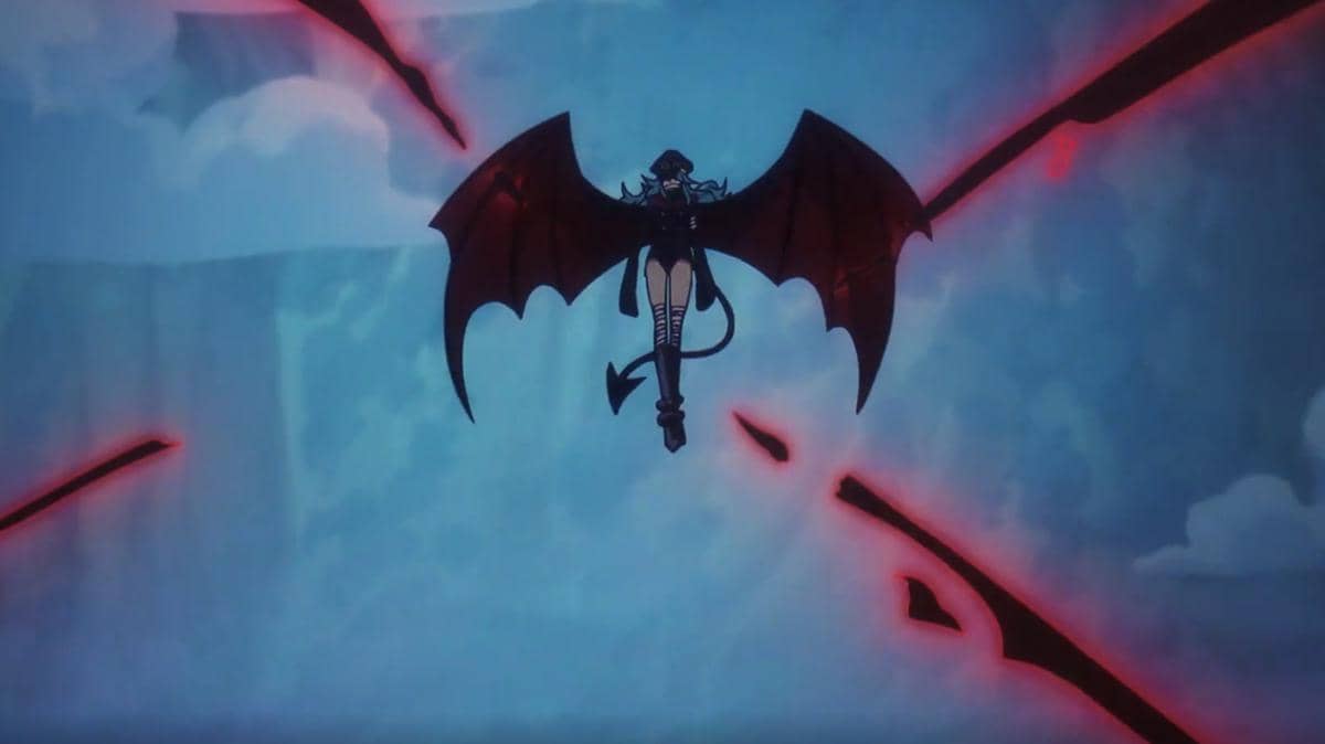 Sosok Imu dari anime One Piece tampak dikelilingi aura Haoshoku Haki berwarna merah menyala yang intens.