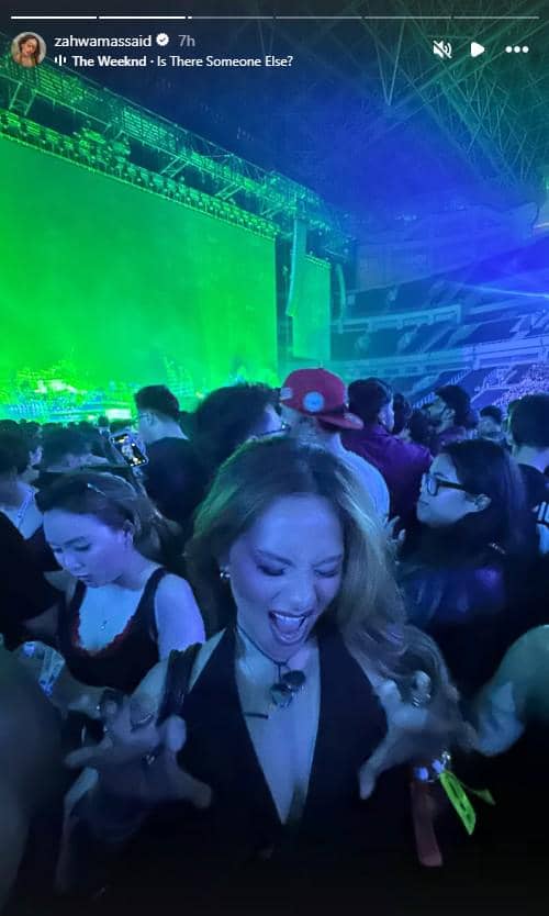 Kolase potret sejumlah artis Indonesia yang menghadiri konser The Weeknd hari kedua, diunggah oleh Zahwa Massaid.