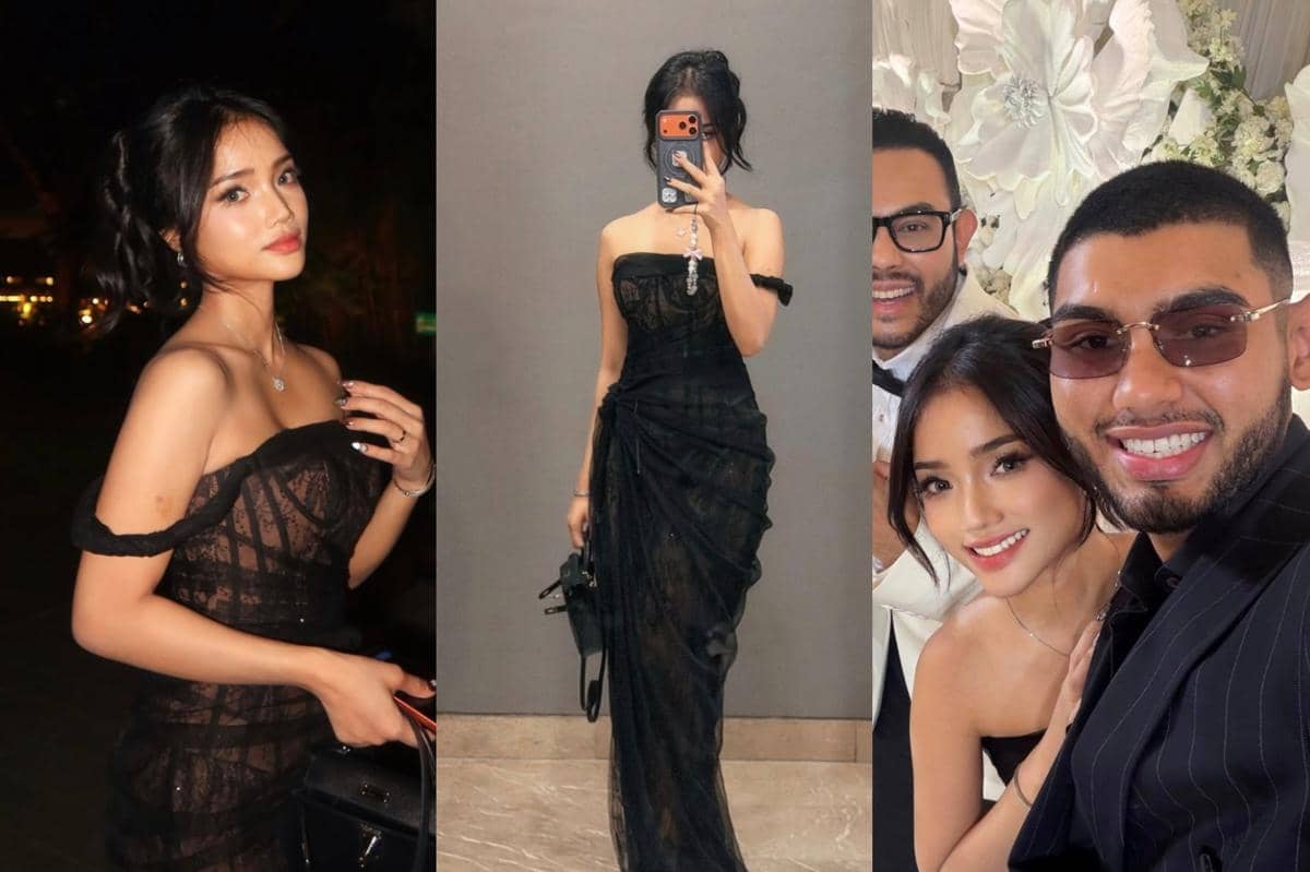 Gaya Kondangan Glamor Fuji, Lace Dress dan Tas Mini Setengah Miliar