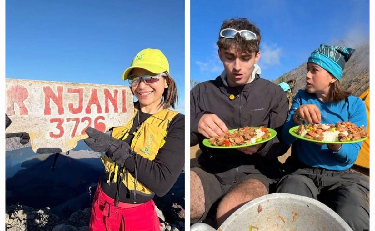 Farida Nurhan Mendaki Gunung Rinjani Ke-3 Kalinya, Mukbang Bareng Bule