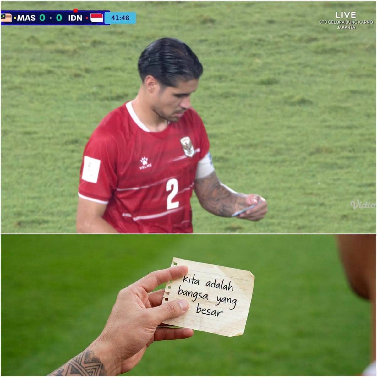 Meme bertuliskan Timnas Indonesia cuma imbang lawan Malaysia yang dibagikan melalui akun Facebook mtsb.id.