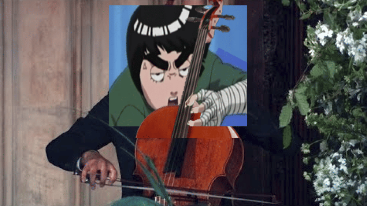 Meme Rock Lee dalam mode mabuk dengan ekspresi kocak, merujuk pada adegan karakter Naruto saat bertarung.