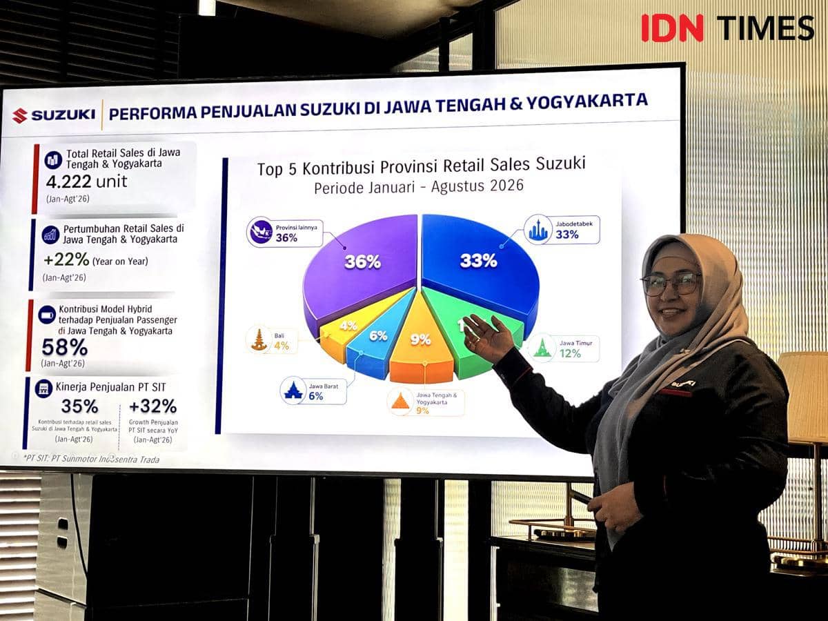 Branch Manager PT Sunmotor Indosentra Trada (SIT), Kristina Setiyawati memaparkan penjualan Suzuki di wilayah Jawa Tengah dan DI Yogyakarta 