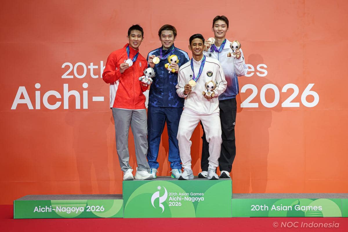 Podium tunggal putra di Asian Games 2026 Aichi-Nagoya (dok.NOC Indonesia/Naif Muhammad Al as)