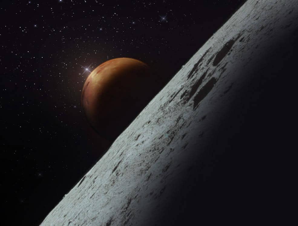 Penampakan Mars yang muncul di dekat Bulan
