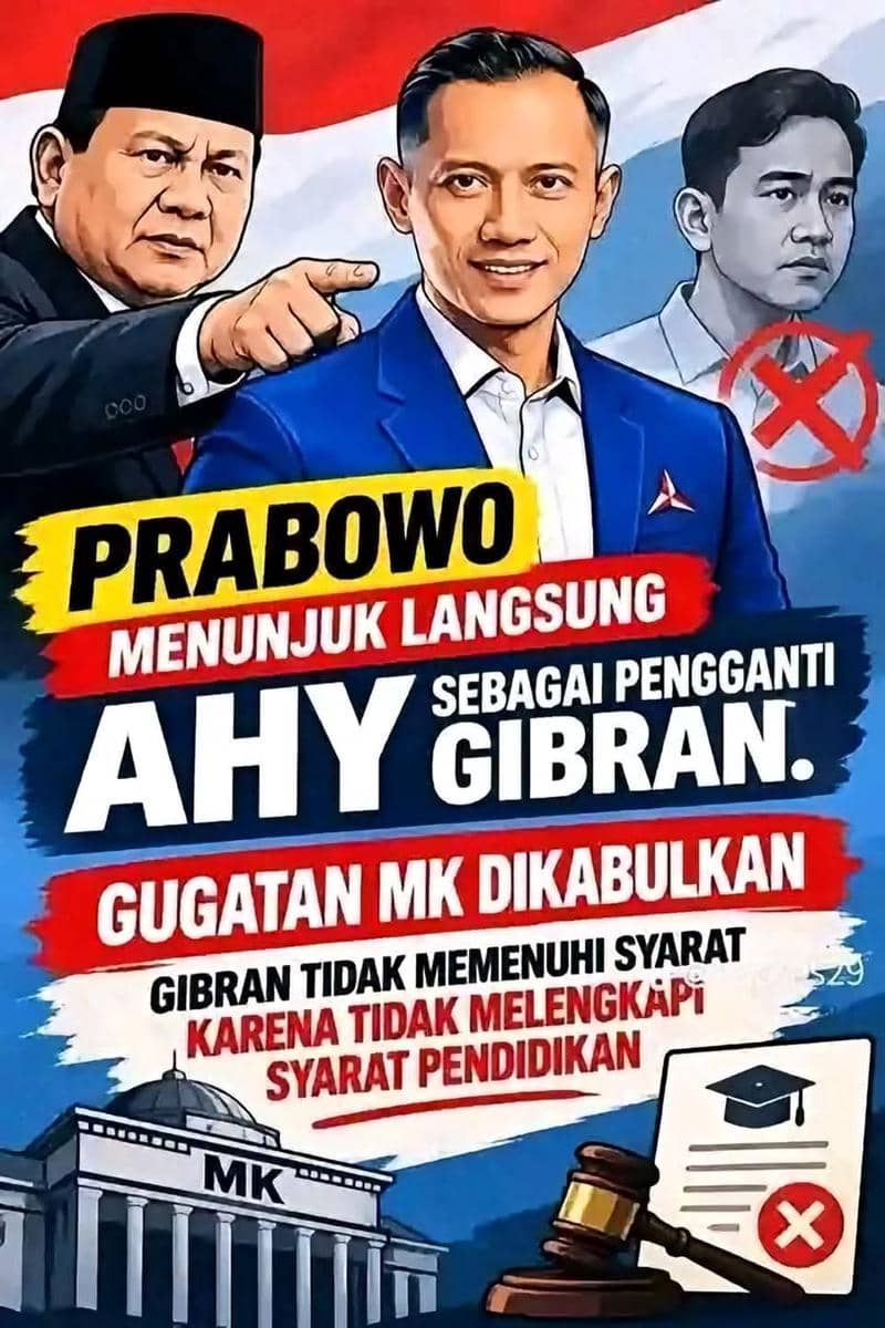 CEK FAKTA: Prabowo Tunjuk AHY Gantikan Gibran Sebagai Wapres