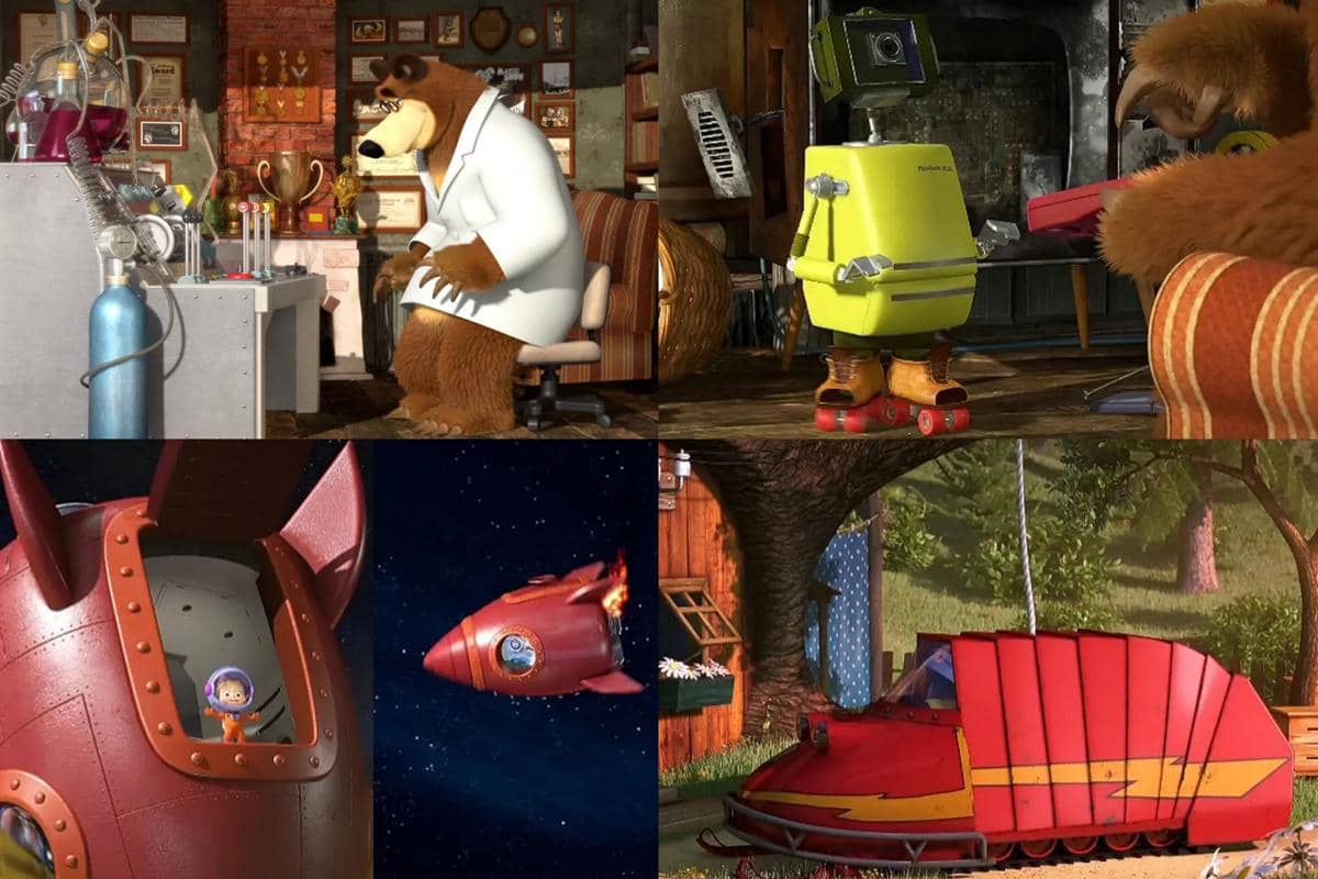 Bear dalam Masha and the Bear mampu membuat arang-barang keren.