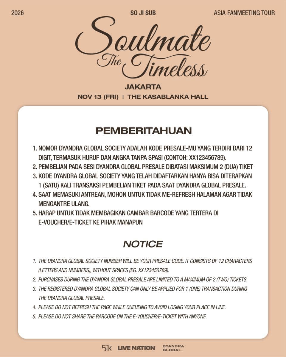 Cara membeli tiket fan meeting So Ji Sub bertajuk Soulmate The Timeless di Jakarta 