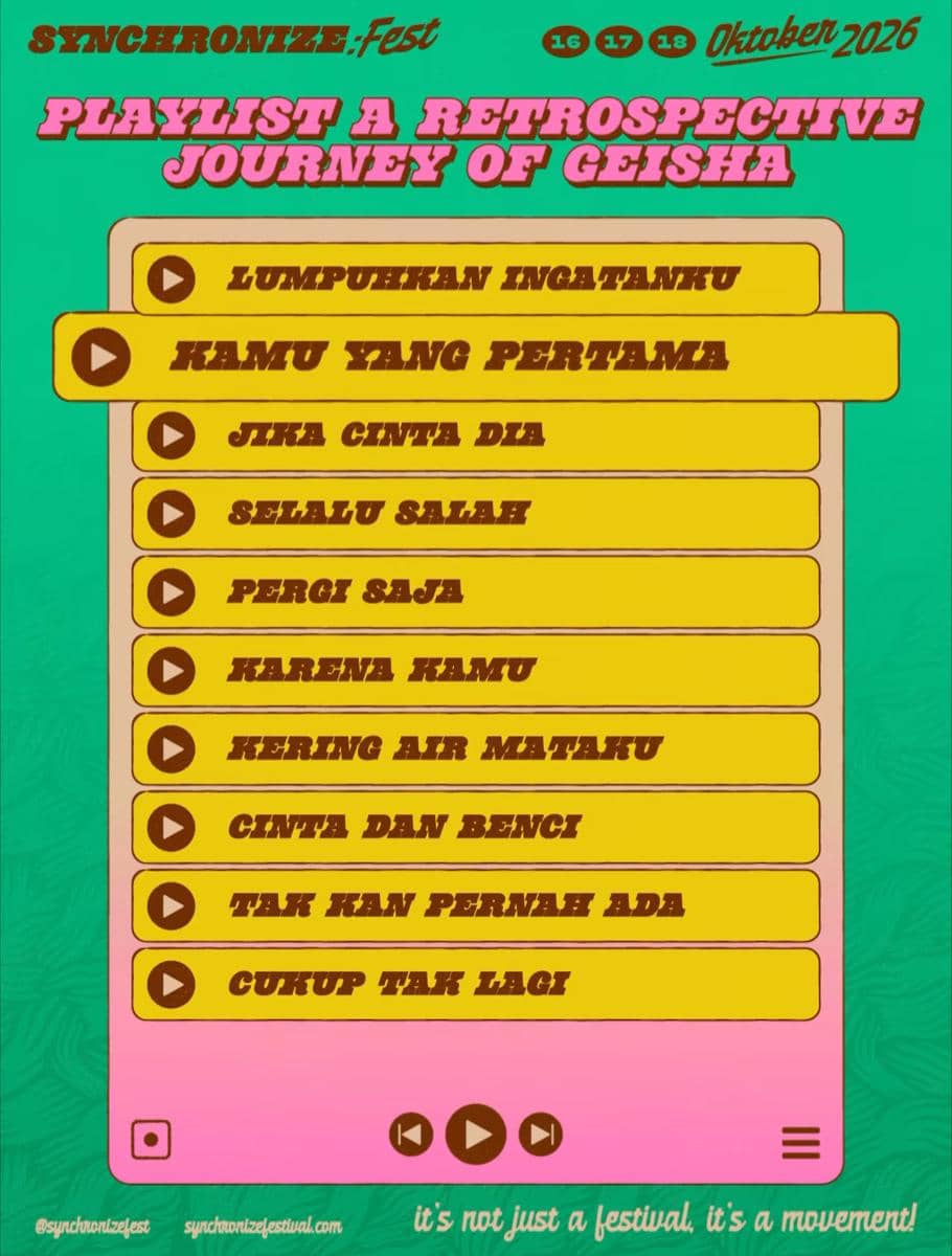 Playilist Retrospective Journey of Geisha yang diposting Synchronize Fest (instagram.com/synchronizefest)