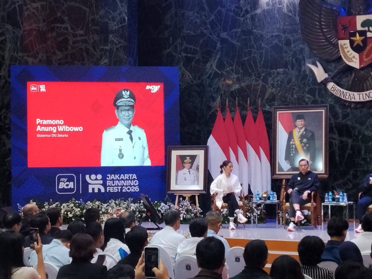 Suasana sesi jumpa pers menjelang JRF 2026 yang berlangsung di Balaikota Jakarta bersama para narasumber.