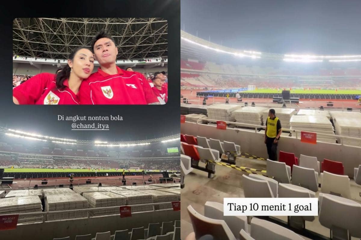 Nadia Alaydrus nonton pertandingan Indonesia vs Bangladesh di ASEAN Cup 2026