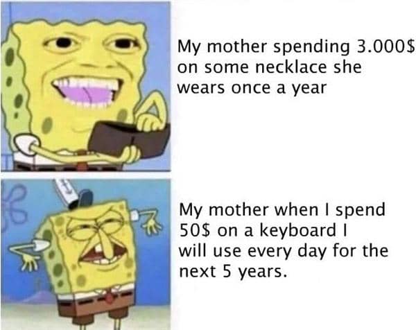 meme SpongeBob tentang keyboard