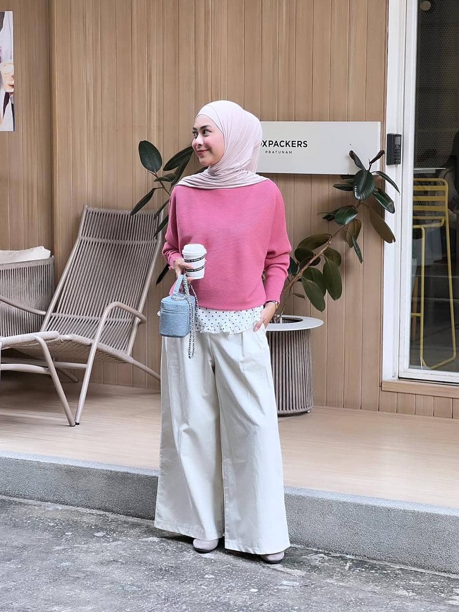 ide styling outfit motif polkadot ala Dianty Annisa