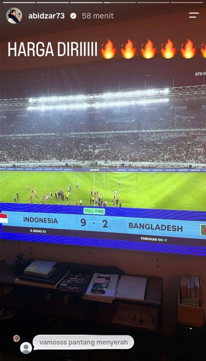 Reaksi artis Indonesia untuk kemenangan Indonesia atas Bangladesh di FIFA ASEAN Cup 2026