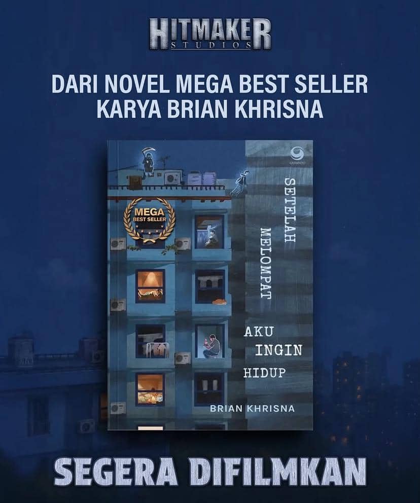Sampul novel Setelah Melompat, Aku Ingin Hidup yang bakal difilmkan, dibagikan akun Hitmake Studios.