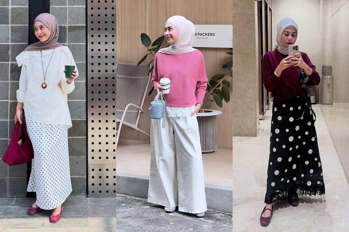 7 Ide Styling Outfit Motif Polkadot ala Dianty Annisa, Kekinian!