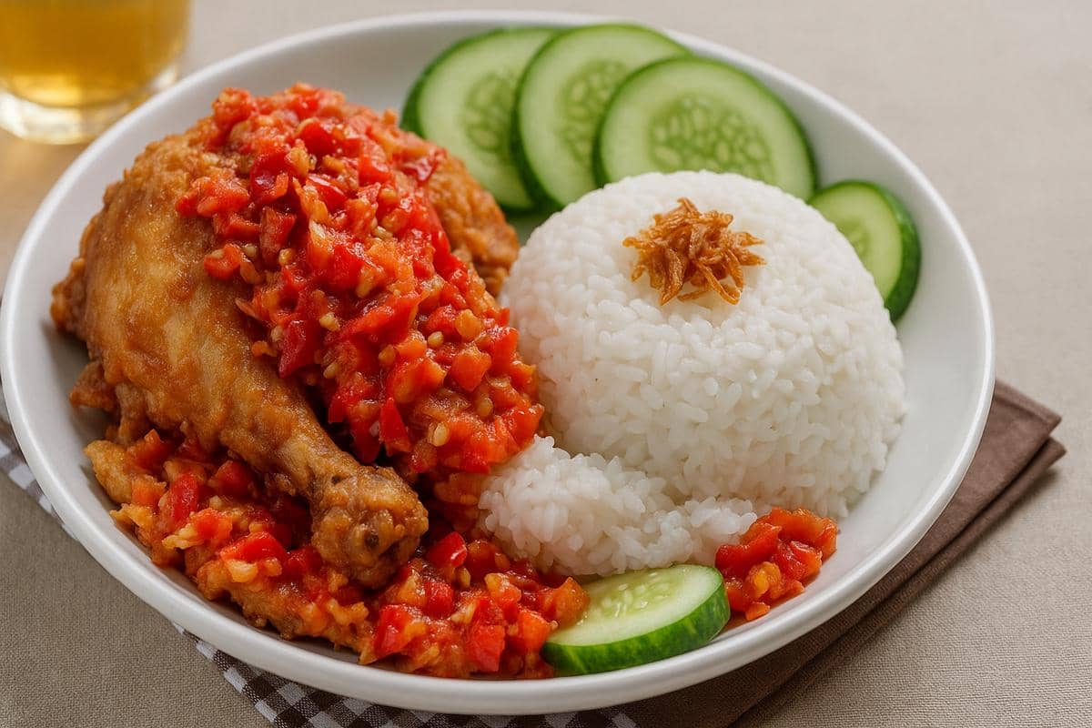 ilustrasi ayam sambal geprek 