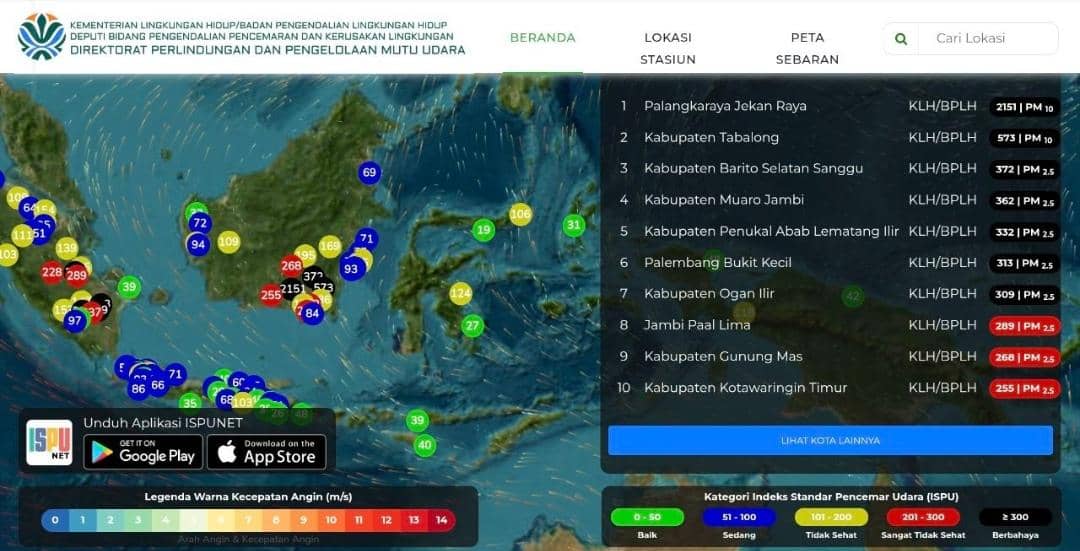 Jelang Malam, Kualitas Udara 3 Daerah Sumsel Masuk Level Berbahaya