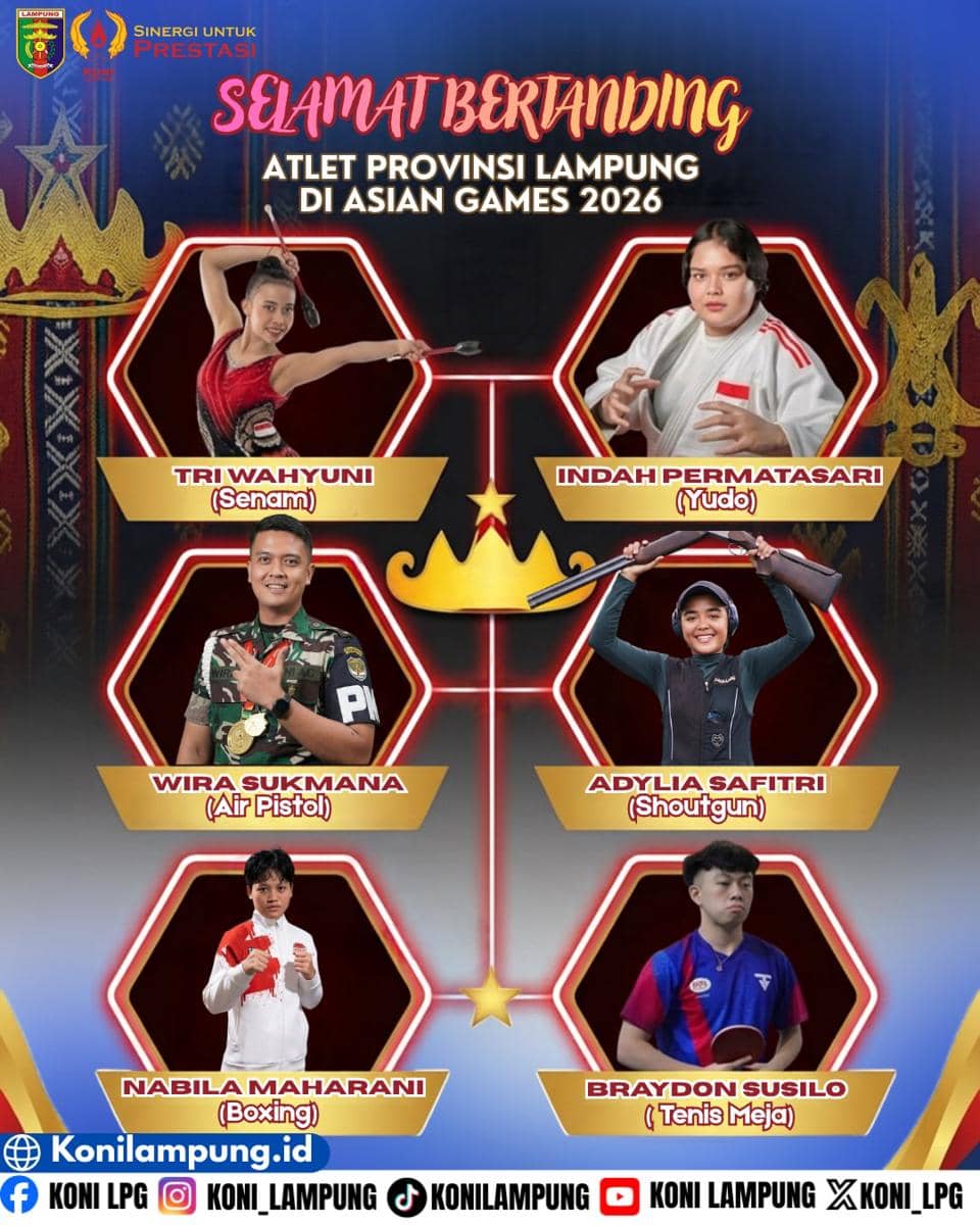 6 Atlet Lampung Bawa Nama Indonesia di Asian Games 2026, Siapa Saja?
