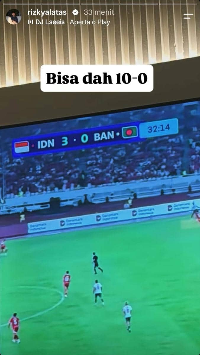 Rizky Alatas nonton pertandingan Indonesia vs Bangladesh di ASEAN Cup 2026