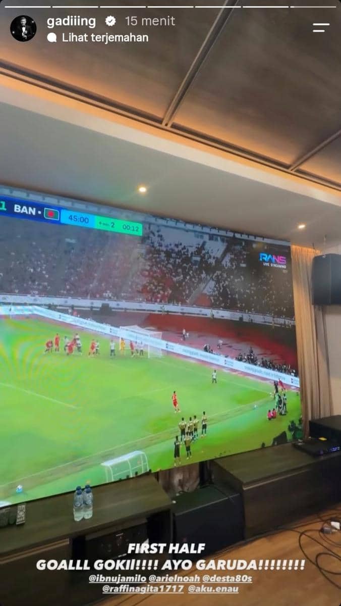Gading Martin nonton pertandingan Indonesia vs Bangladesh di ASEAN Cup 2026