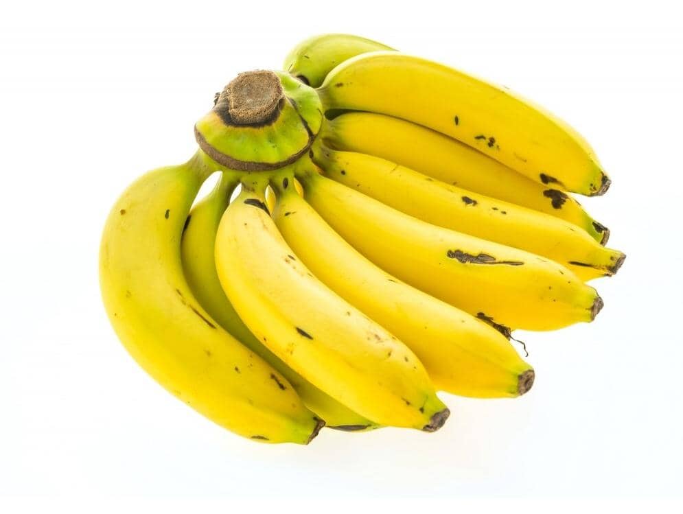 Ilustrasi beberapa buah pisang matang berwarna kuning tersusun di atas latar putih dengan tampilan sederhana.