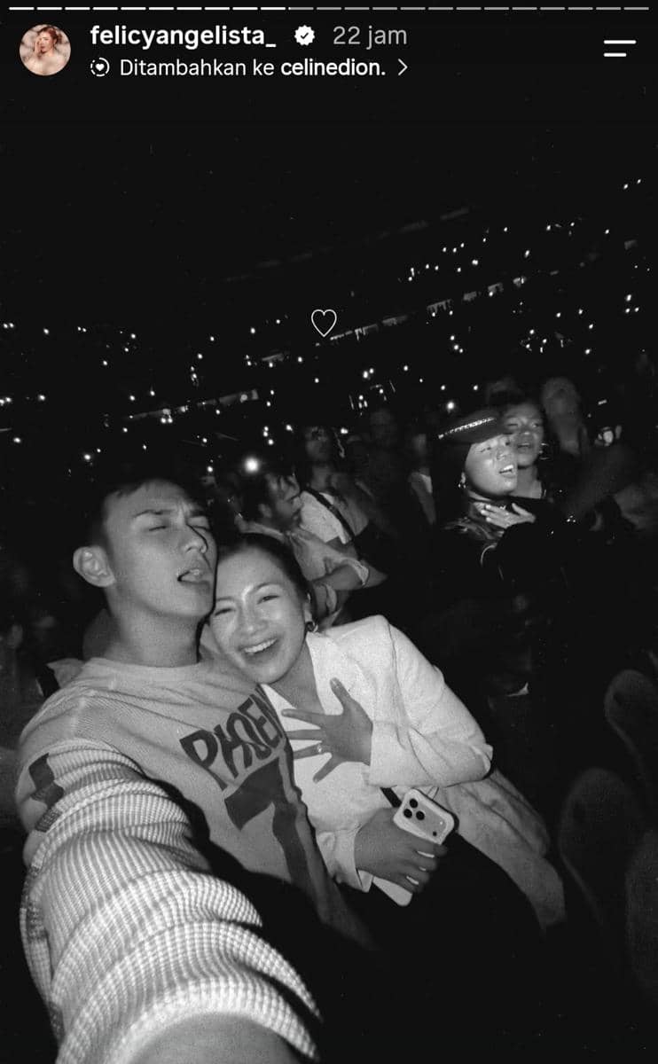 Felicya Angelista dan Hito Caesar menikmati konser Celine Dion, diabadikan dalam unggahan Instagram Felicya.