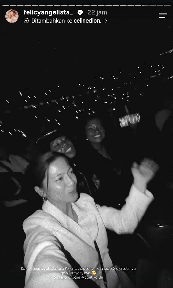 Felicya Angelista dan Hito Caesar nonton konser Celine Dion bersama, diabadikan dalam unggahan Instagram.