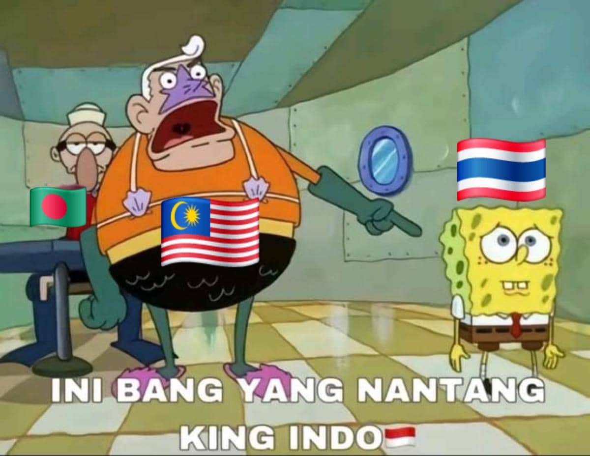 Meme Timnas Indonesia merayakan kelolosan ke final FIFA ASEAN Cup 2026, dibagikan melalui akun X @idextratime.