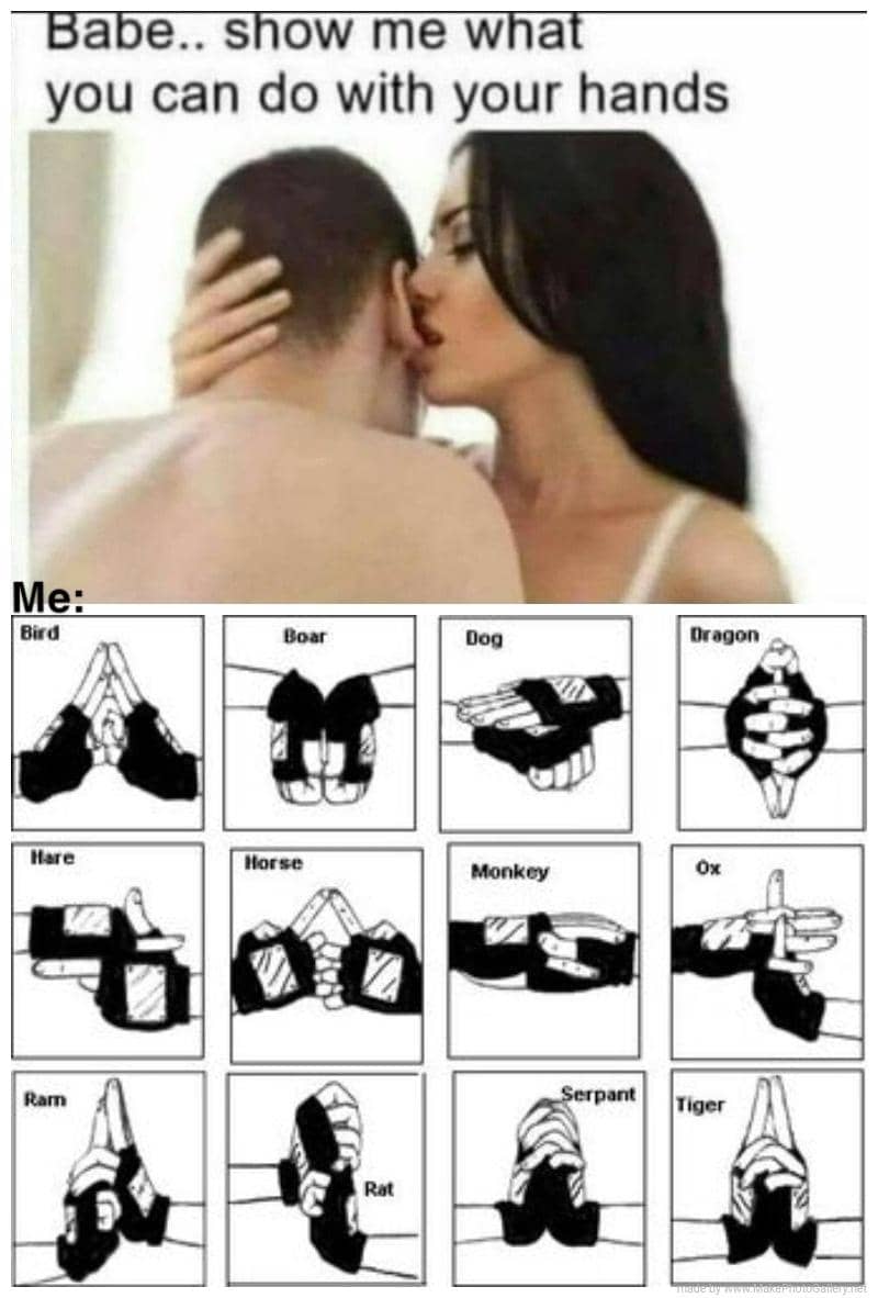 meme Naruto tentang segel tangan
