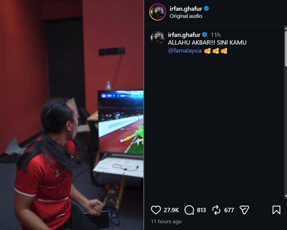 Unggahan Instagram tentang reaksi artis atas keberhasilan timnas Indonesia lolos ke final FIFA ASEAN Cup 2026.