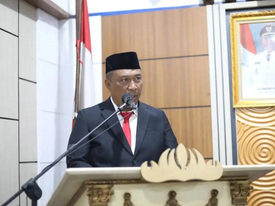 Prosesi pelantikan Sulpakar sebagai Pj Sekda Lampung Tengah di Aula Siger lantai IV Kantor Bupati, Kamis 1 Oktober 2026.