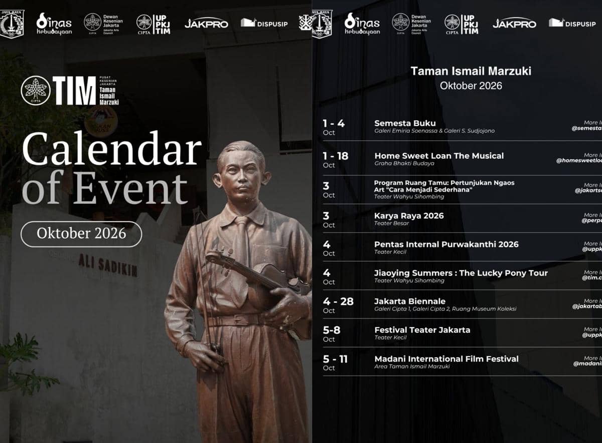 Kalender Event Taman Ismail Marzuki Oktober 2026, Banyak Festival Seru!