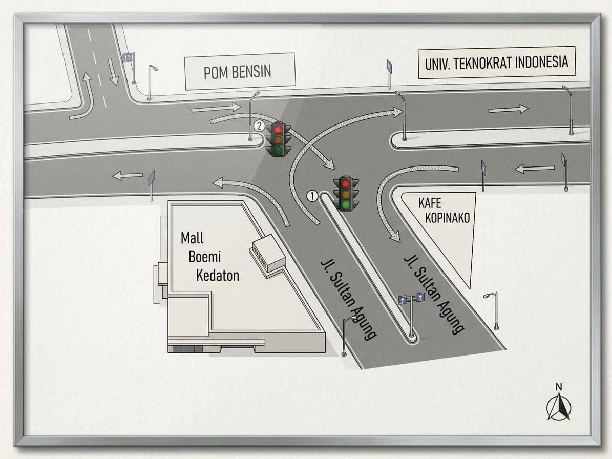Simpang Tiga Bersinyal untuk Atasi Macet Kawasan Mall Boemi Kedaton