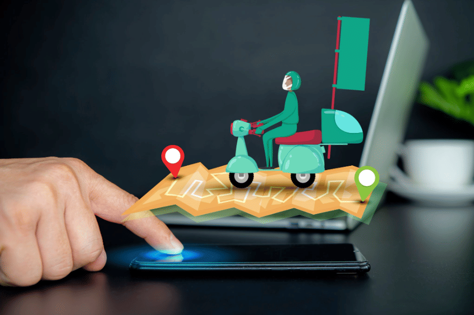 Ilustrasi menggunakan aplikasi ojek online (123rf/jittawit)